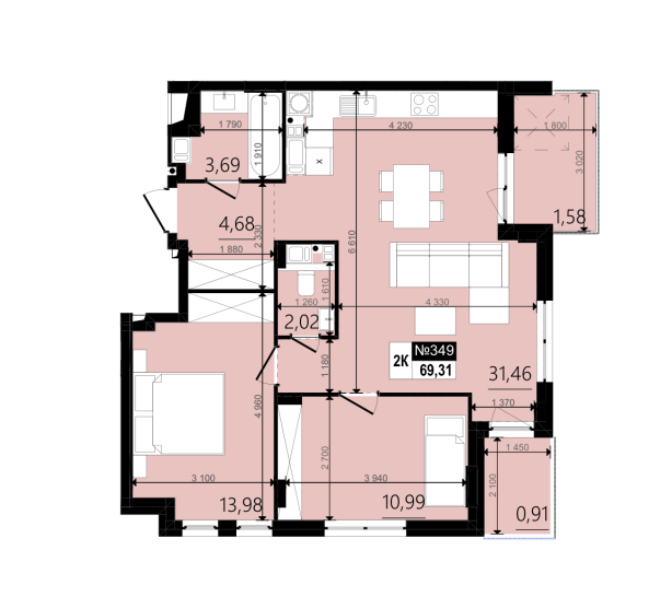 Квартира В2-349 WOOD