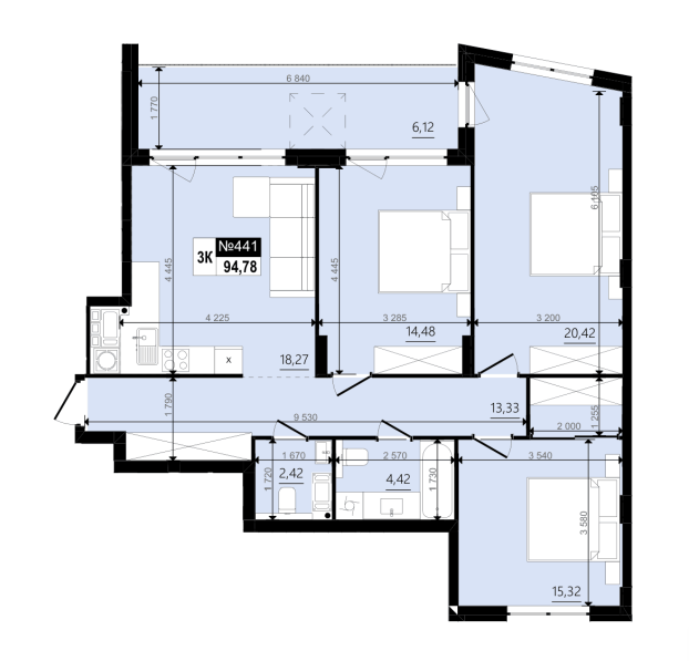 Квартира В2-441 WOOD
